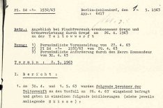 Peter Mädler: Bericht der West-Berliner Polizei über den Fluchtversuch, 1. Mai 1963