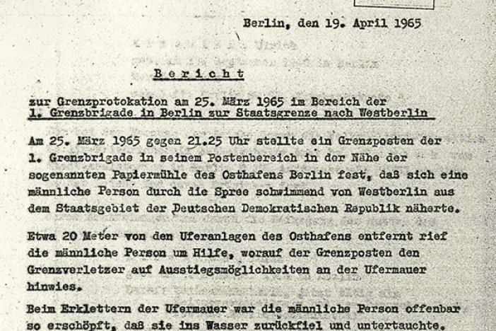 MfS-Bericht über den Tod von Ulrich Krzemien, 19. April 1965 MfS-Bericht über den Tod von Ulrich Krzemien, 19. April 1965