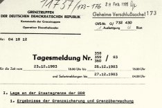 Meldung der DDR-Grenztruppen über den Fluchtversuch und die Erschießung von Silvio Proksch, 27. Dezember 1983